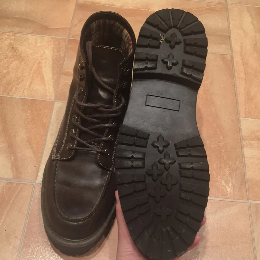 Merona Men's Dark Brown Faux Leather Casual Lace Up Boots